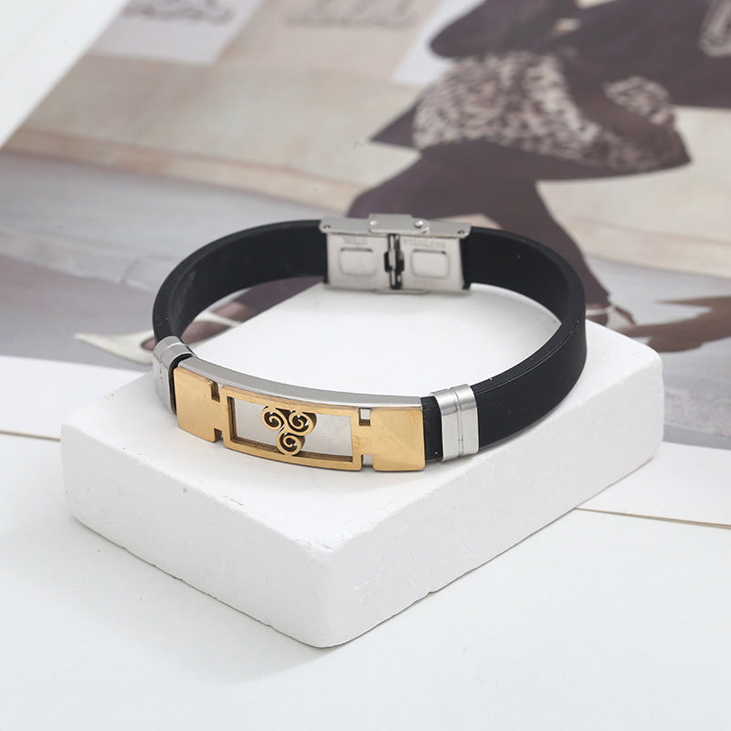 Men's Silicone Retro Personalized Stainless Steel Bracelets