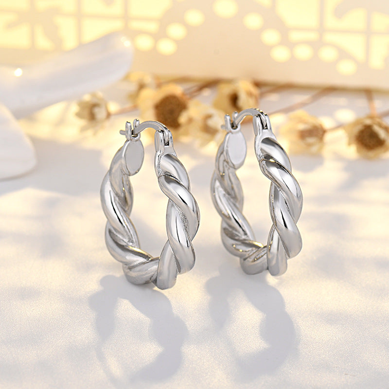 Plated Real Gold Color Retaining Twist Woven Earrings