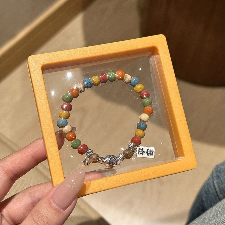 Ceramic Colorful Beads Chinese Ethnic Style Bracelet