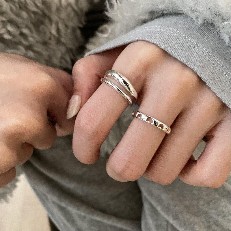 Women's Korean Niche Design Hollow Out Heart Shaped Rings