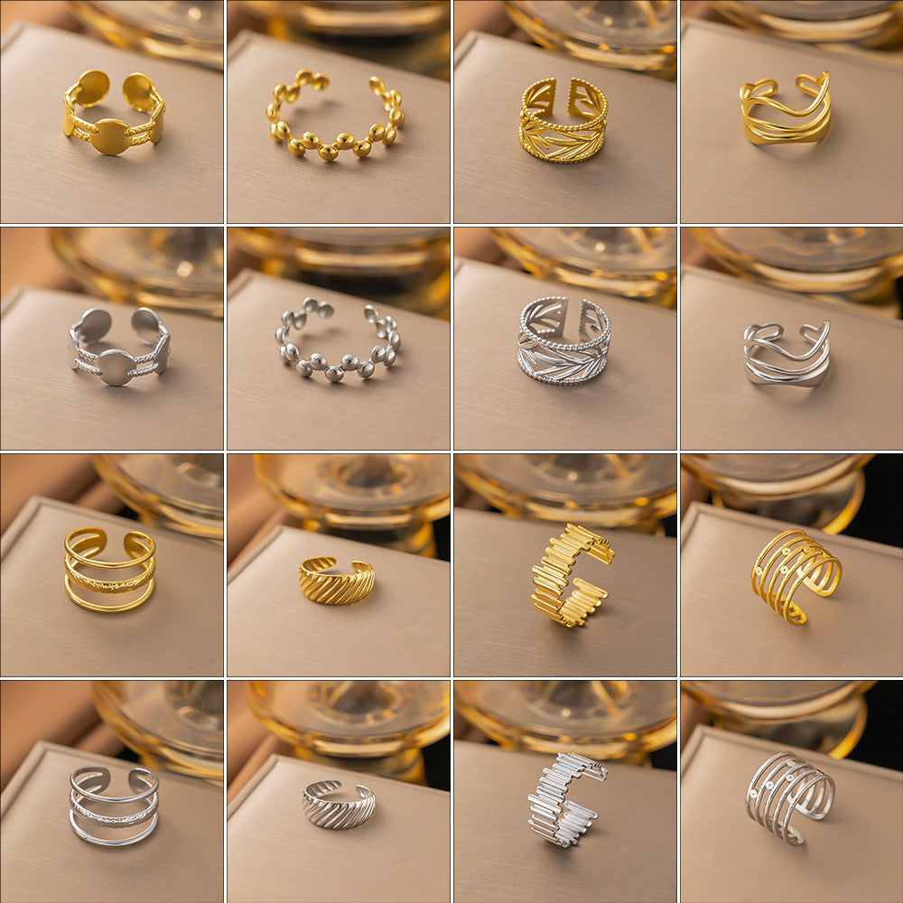 Steel Color Fashion Stainless Simple Geometric Rings