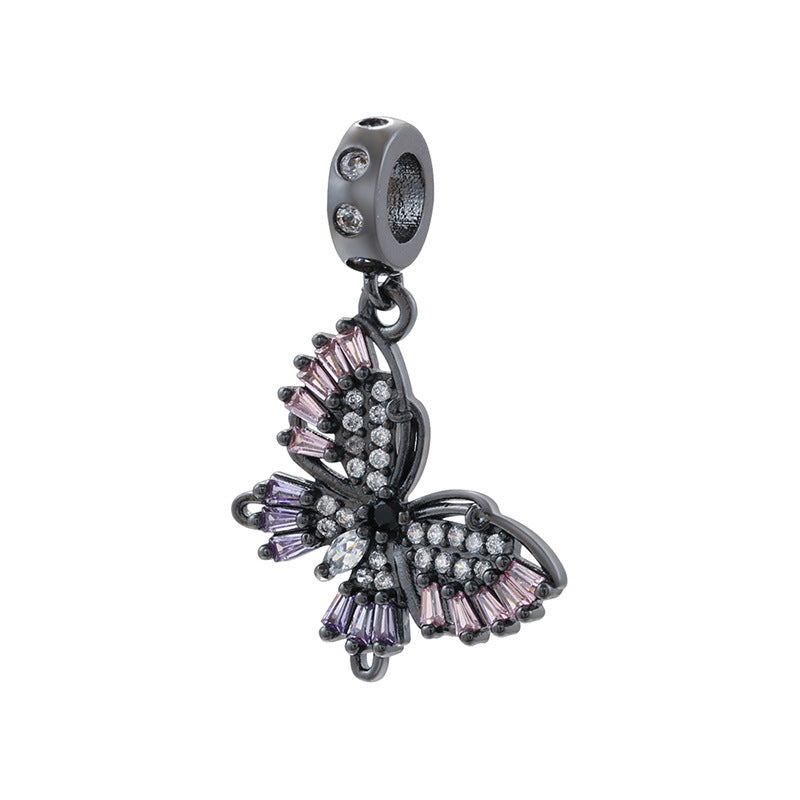 Entry Lux Copper Inlaid Color Diamond Butterfly Handmade Pendants