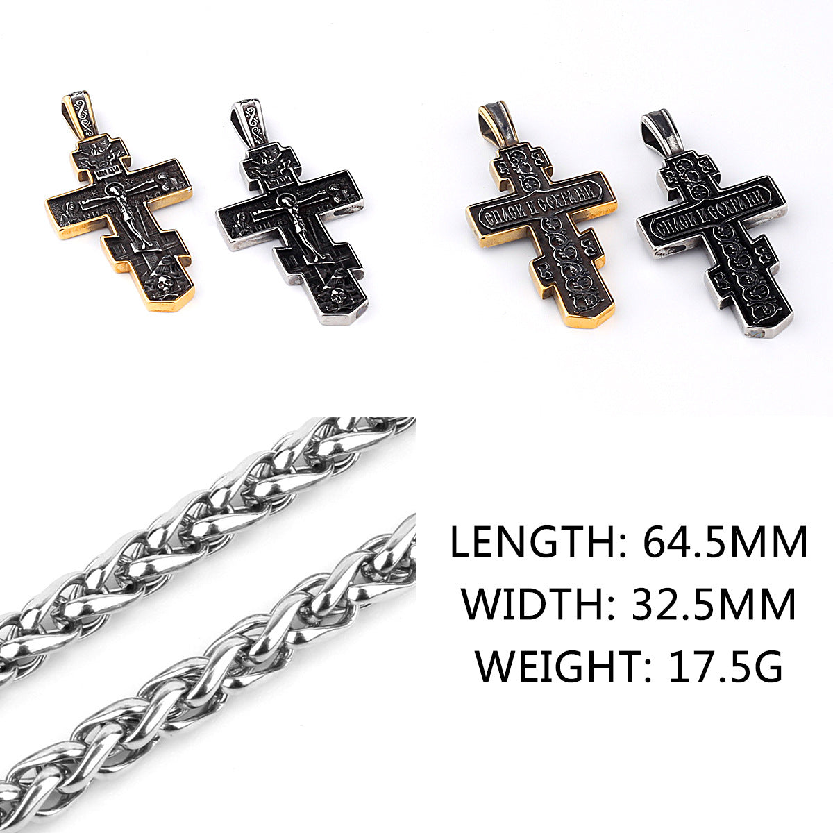 Gold Titanium Steel Suffering Cross Stainless Pendants