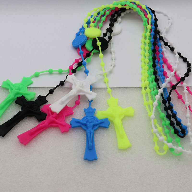 Flexible Glue Color Luminous Fluorescence Rosary Necklaces
