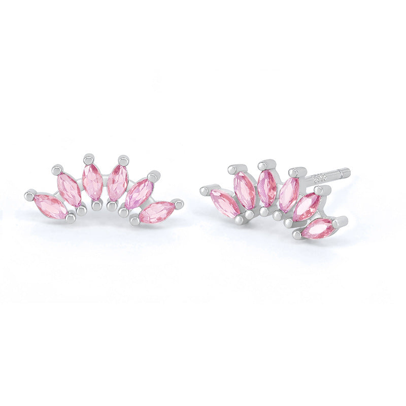 Needle Light Luxury Color Six Stone Retro Minority Design Refined Stud Earrings