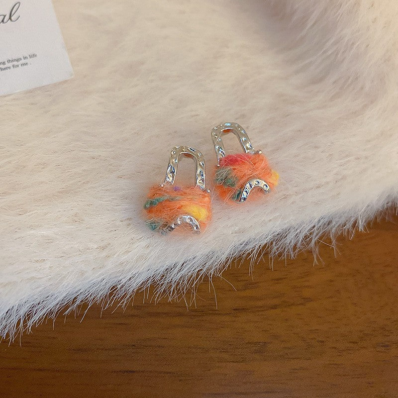 Women's Sier Needle Pearl Round Niche Elegant Earrings