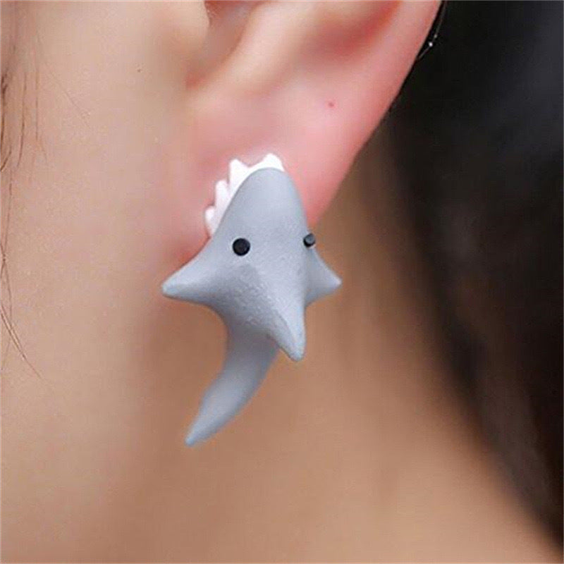 Animal Dinosaur Shark Spray Paint Cute Earrings