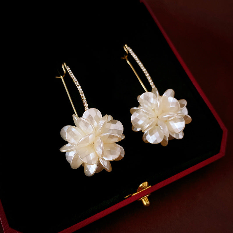 Women's Acrylic Flower Long Ear Hook Niche Earrings