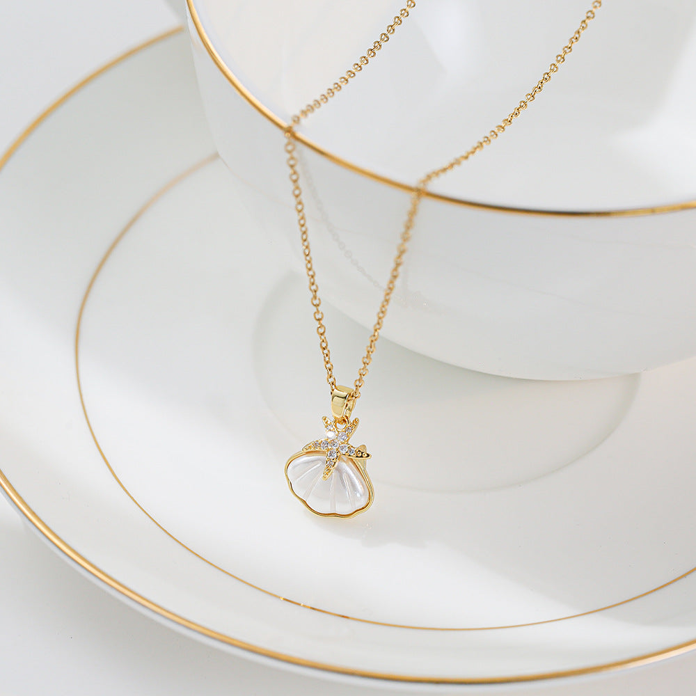 Steel Female Niche High-grade Full Diamond Necklaces