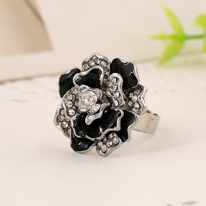 Women's Luxury Flower Series Romantic Diamond Drop Ring