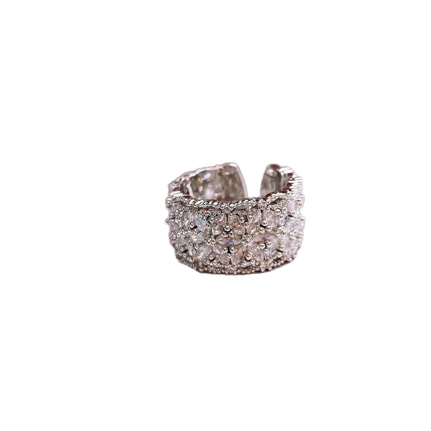 Women's Zirconium Flower Open Elegant Light Luxury Fashion Unique Cold Rings