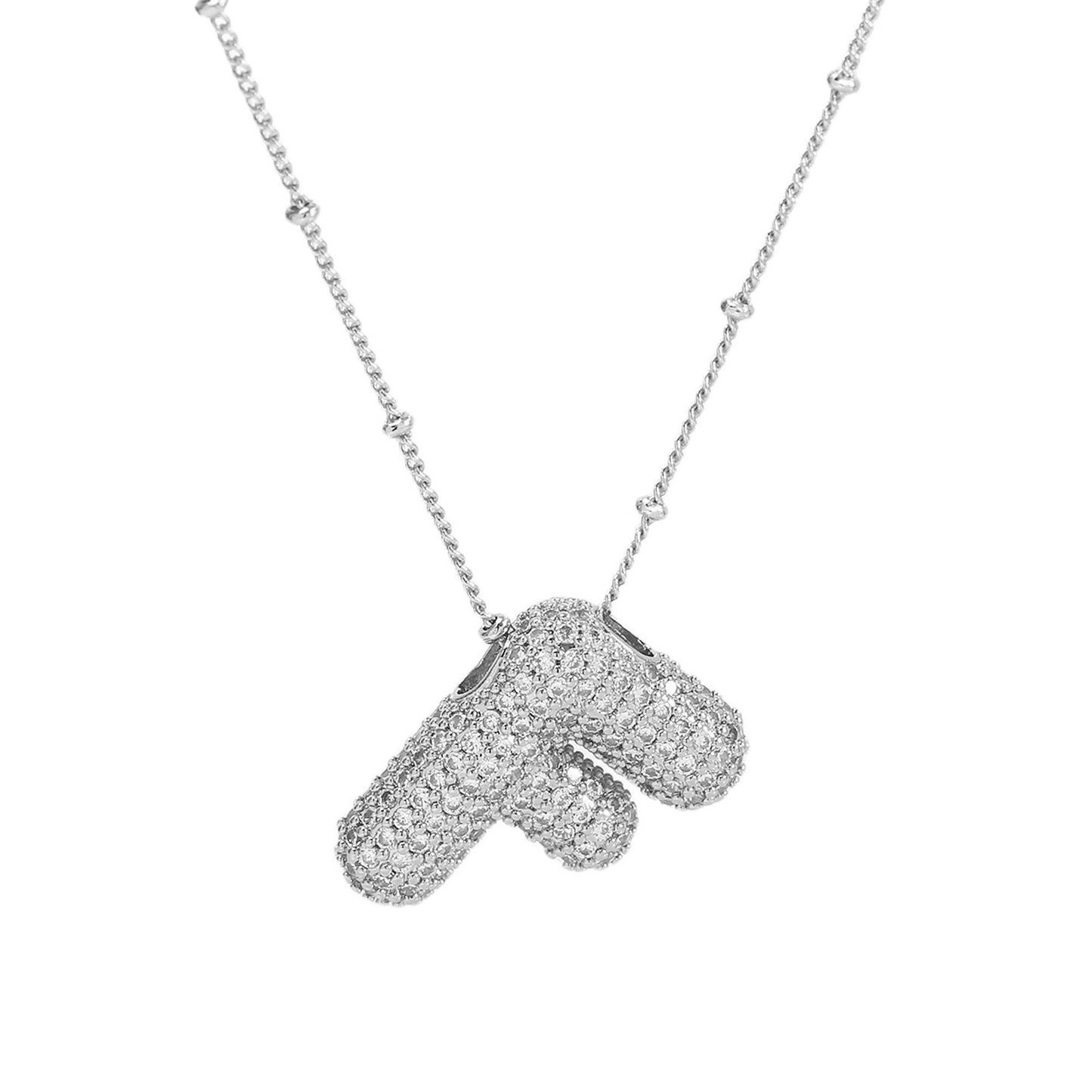 Women's Brass Zircon Bubble Balloon Letter Chubby Necklaces