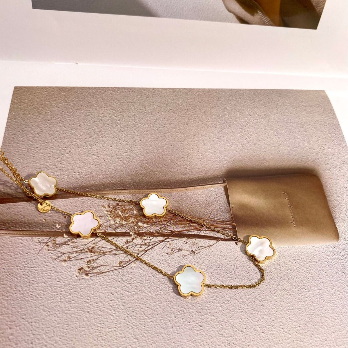 Four-leaf Clover Pork Belly Titanium Steel Female Light Luxury Necklaces