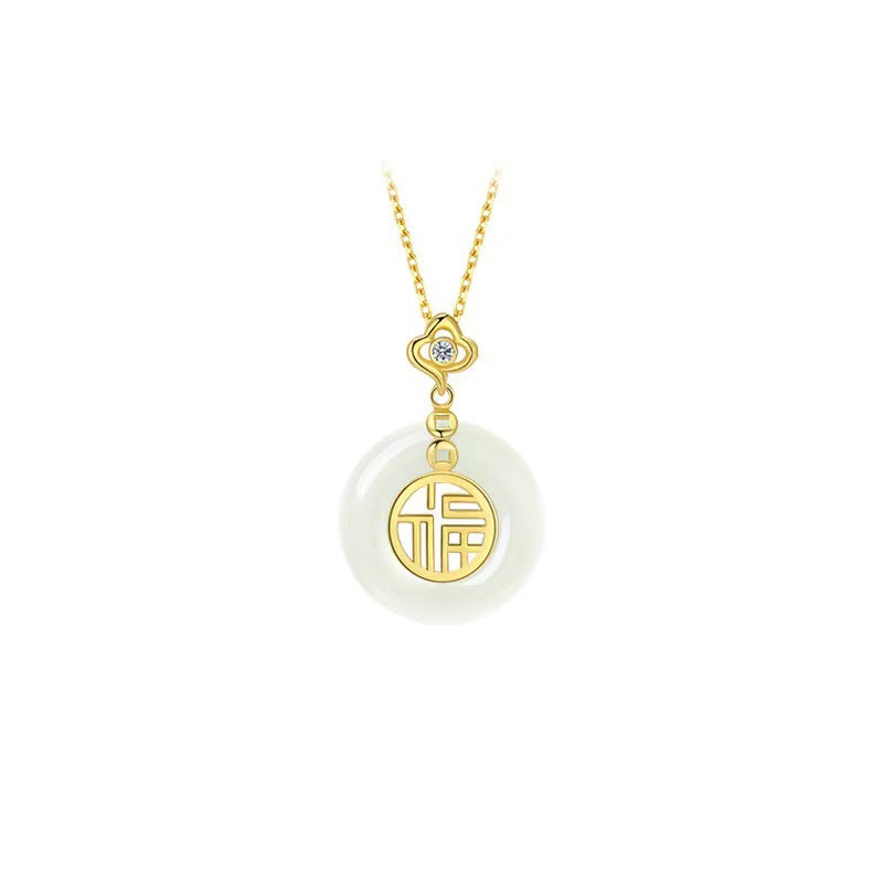 Women's Peace Buckle Jade Retro Style Light Luxury Necklaces