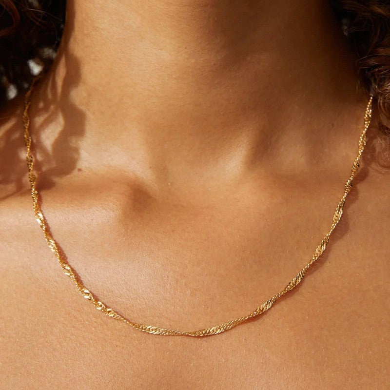 Women's Minimalist Choker Simple Water Wave Chain Necklaces