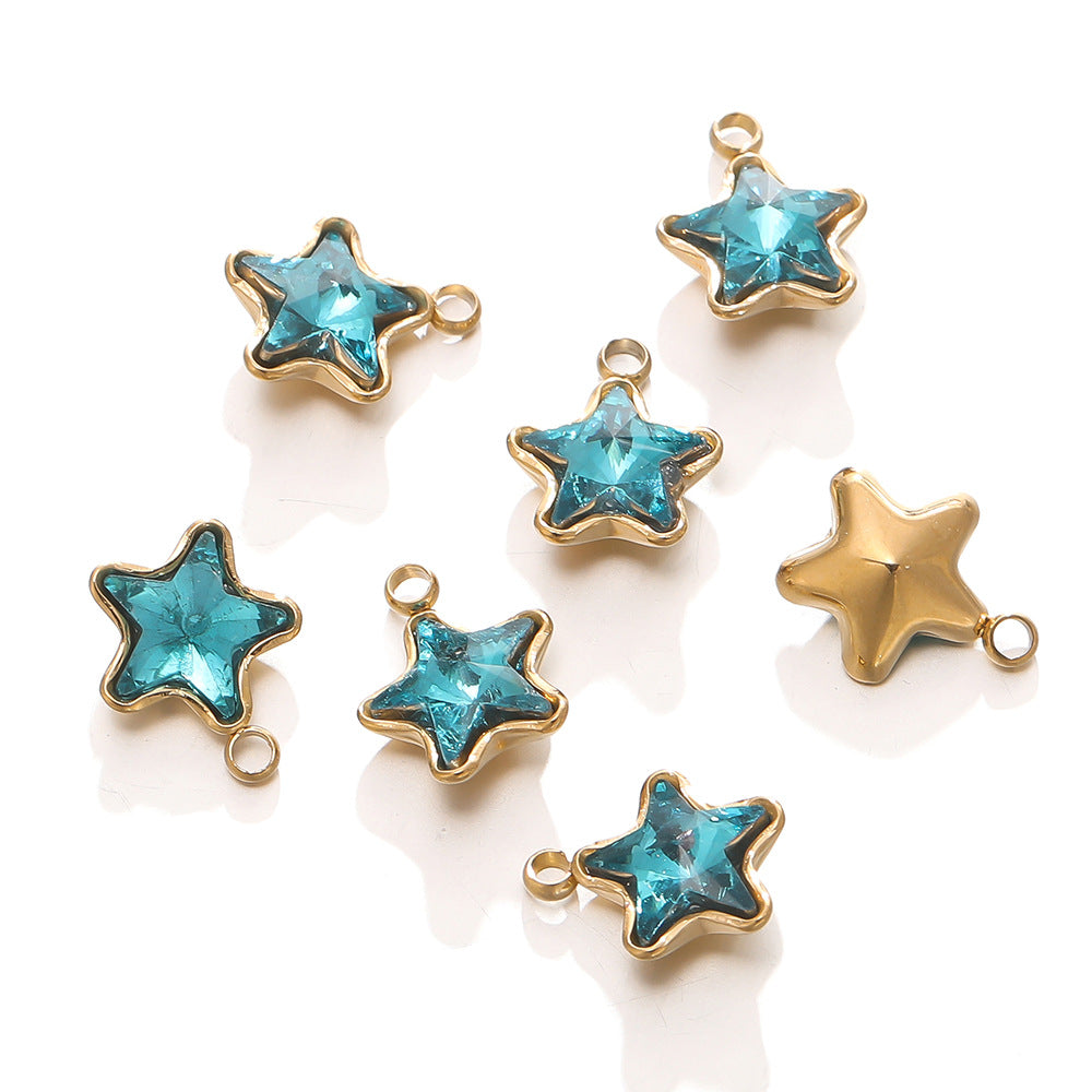 Color Five-pointed Star Retaining Diamond Handmade Pendants