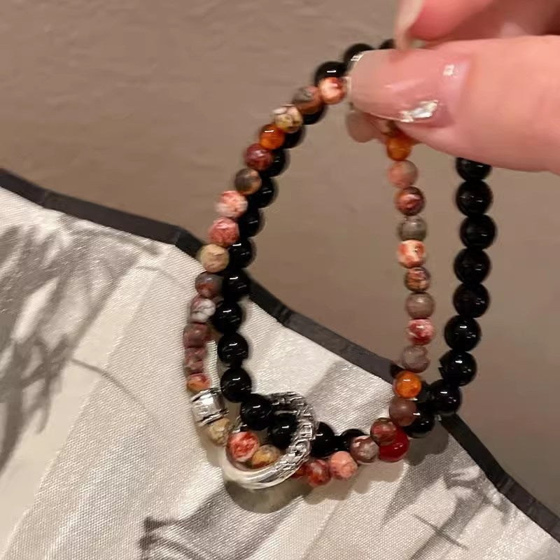 Women's Peach Blossom Design Braid Rope Ancient Bracelets