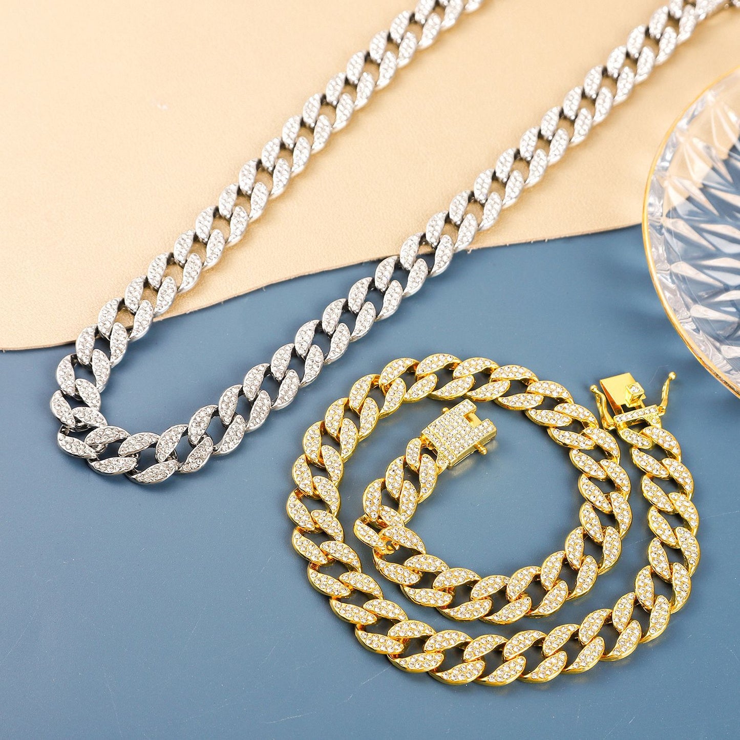 Women's & Men's Cuban Link Chain Ornament Alloy Diamond Necklaces