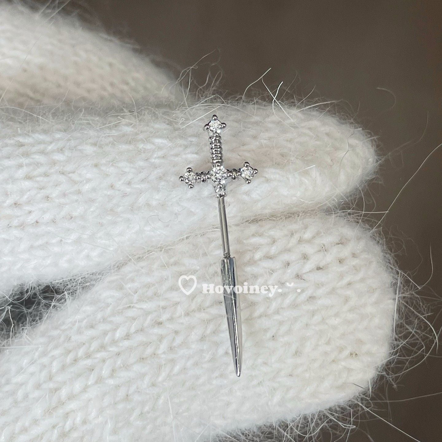 Sword Devil Nail Thin Rod Personality Sweet Cool Ear Wheel Stud Earrings