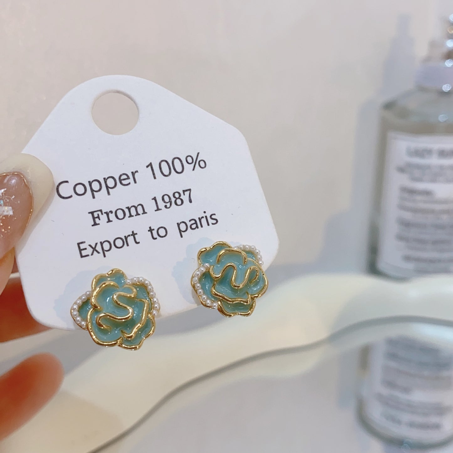 Gold-plated Fashion Blue Color Collection Enamel Earrings