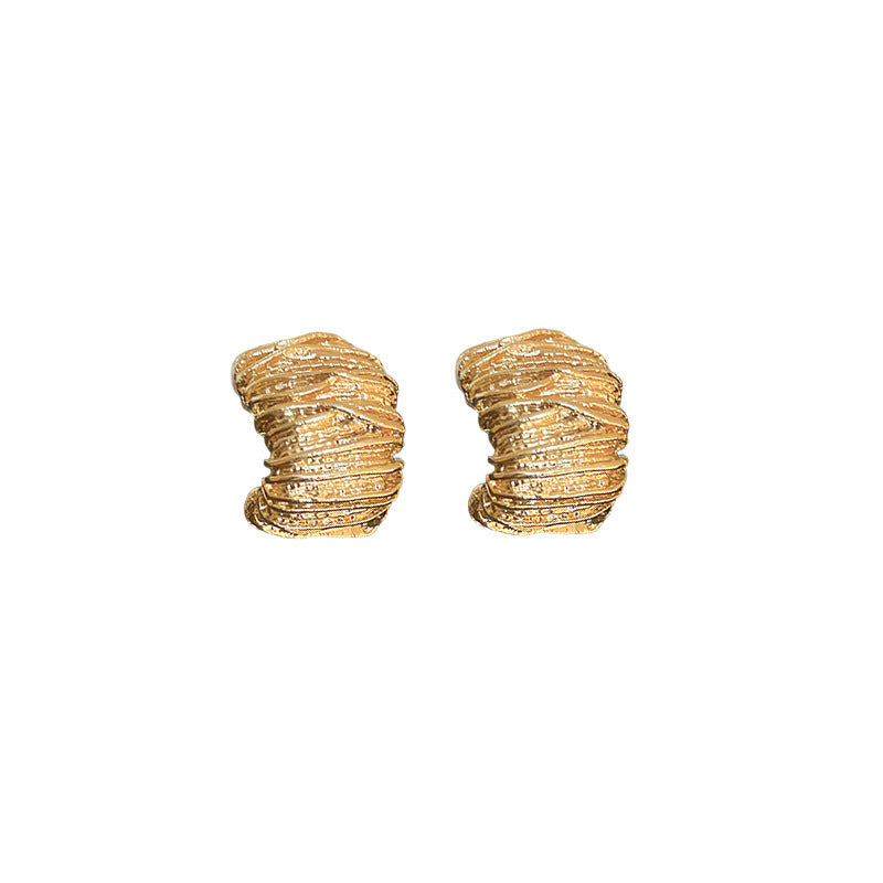 Metal Pleated Cold Style Light Luxury Earrings