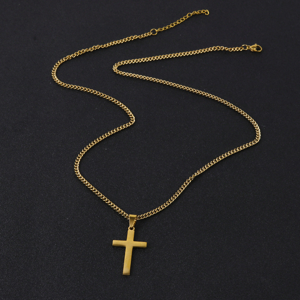 Men's Chain Cross Simple Stylish Glossy Couple Necklaces