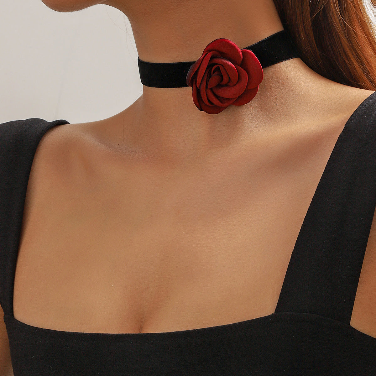 Style Vintage Veet Band Black Red Necklaces