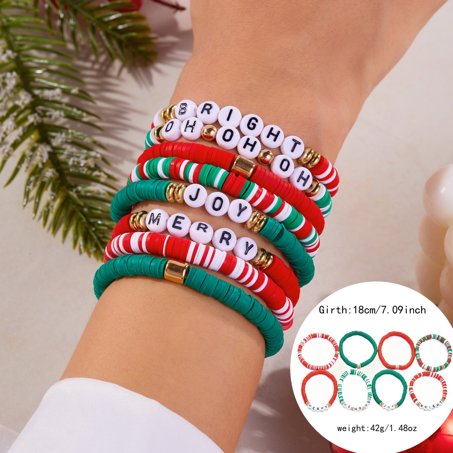 Contrast Color Polymer Clay Beaded Holiday Gift Bracelets