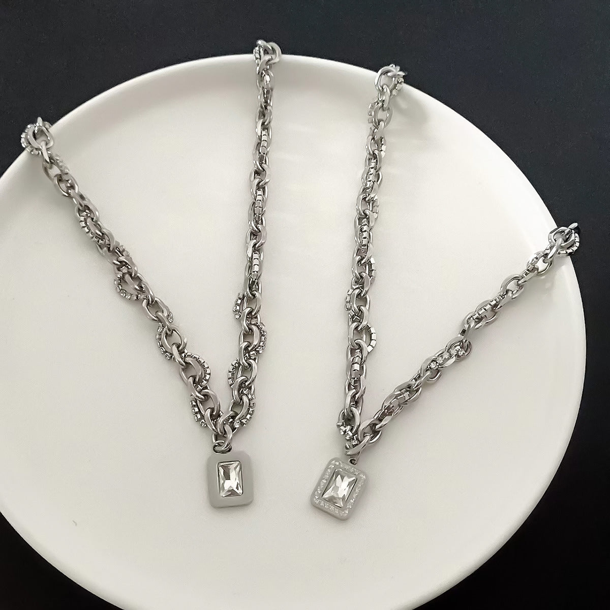 Women's & Men's Sweet Cool Hot Zircon Winding Stitching Cold Necklaces