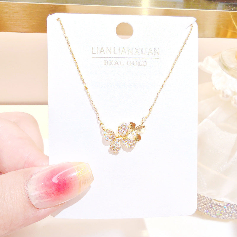 Women's Copper Summer High-grade Simple Refined Zircon Gold Necklaces