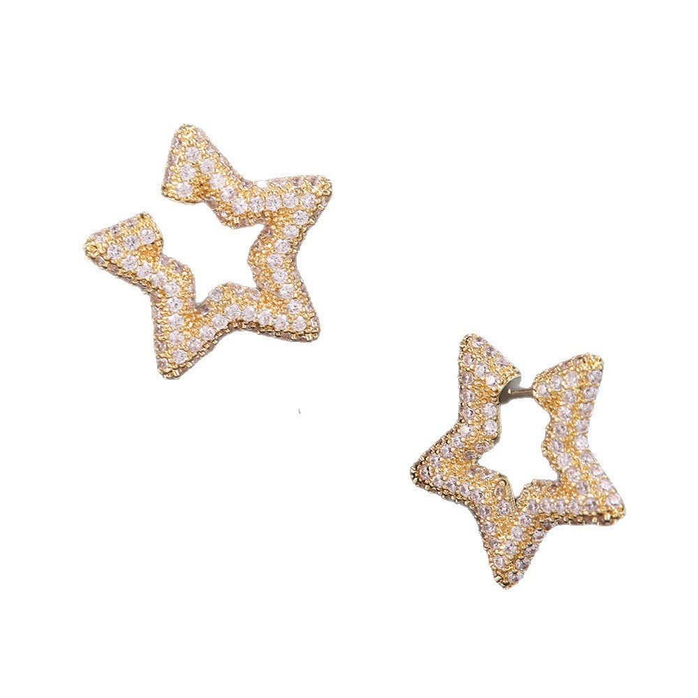 Style Simple Pentagram Female Temperament Light Luxury Niche Design Stud Earrings