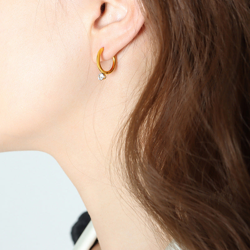 Slimming Small Personalized Titanium Steel Gold Earrings