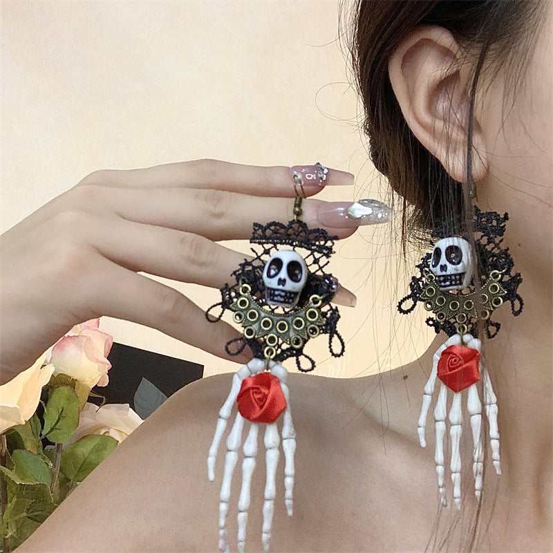 Lace Skull Clutch Dark Neck Accessories Necklaces