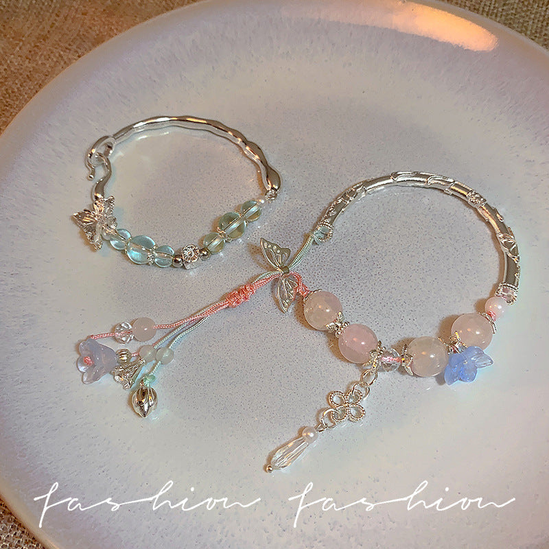 Style Pink Lotus Pond Butterfly Cherry Blossom Bracelets