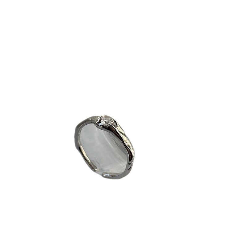 Irregular Open White Zirconium Gentle Adjustable Opening Diamond Female Rings