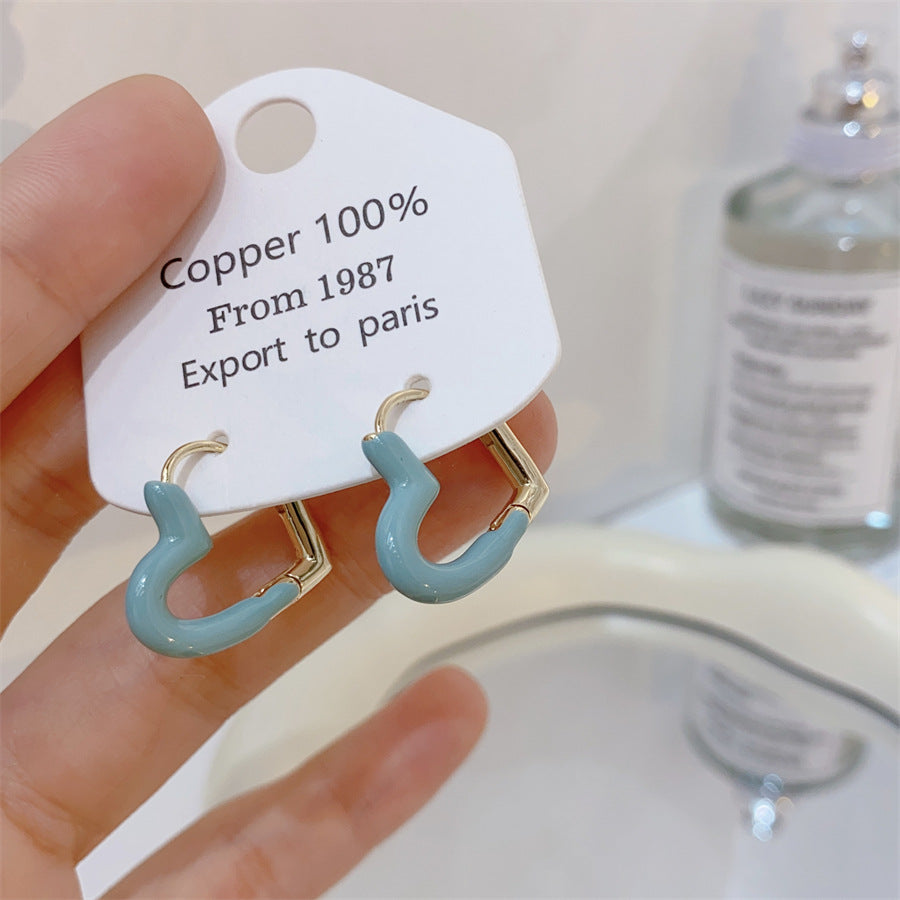 Gold-plated Fashion Blue Color Collection Enamel Earrings