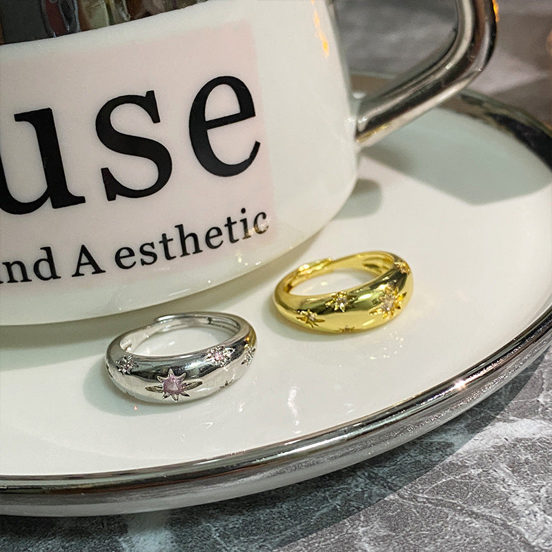 Women's Open Real Gold Plating Eight Awn Rings
