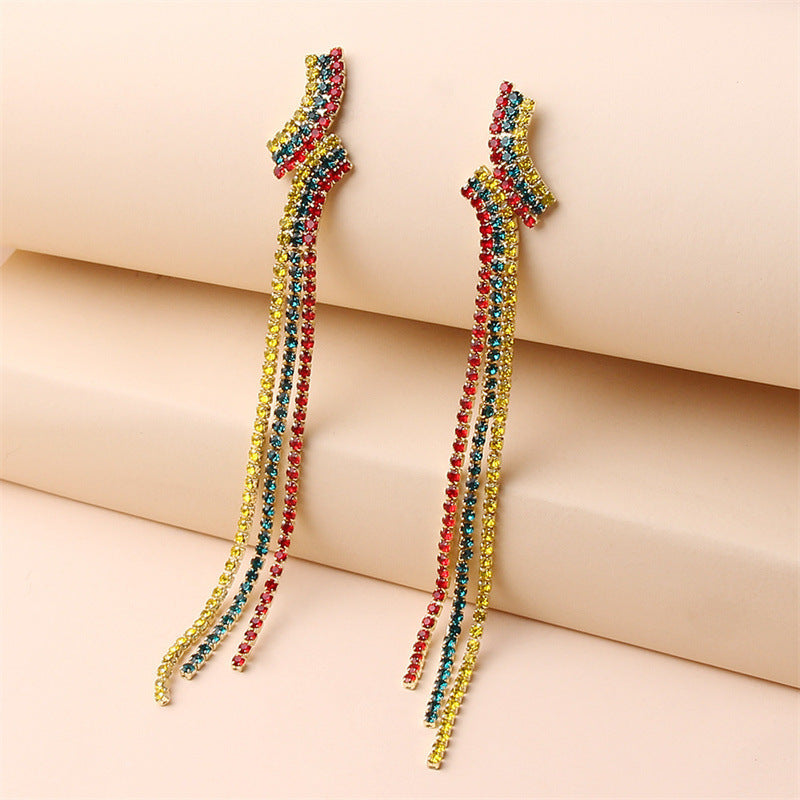 Women's Sier Light Luxury Long Tassel Exaggerated Earrings