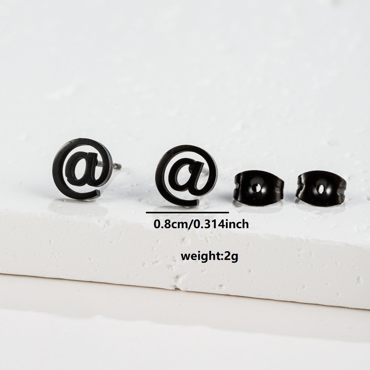 Black Stainless Steel Simple Star Moon Ear Earrings