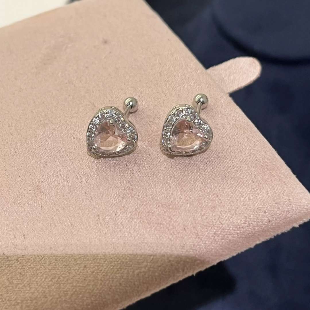 Milk Flash Fully Jeweled Loving Heart Earrings