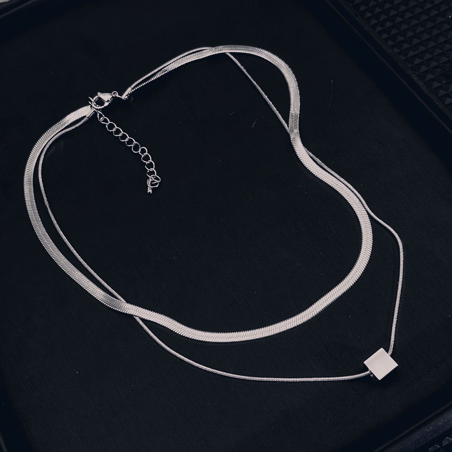 Bones Chain Square Twin Style Ball Necklaces