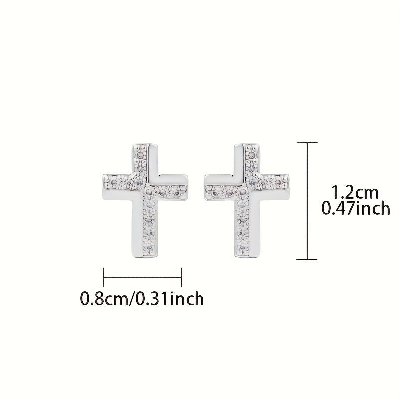 Simple Female Cross Inlaid Zirconium Temperament Earrings