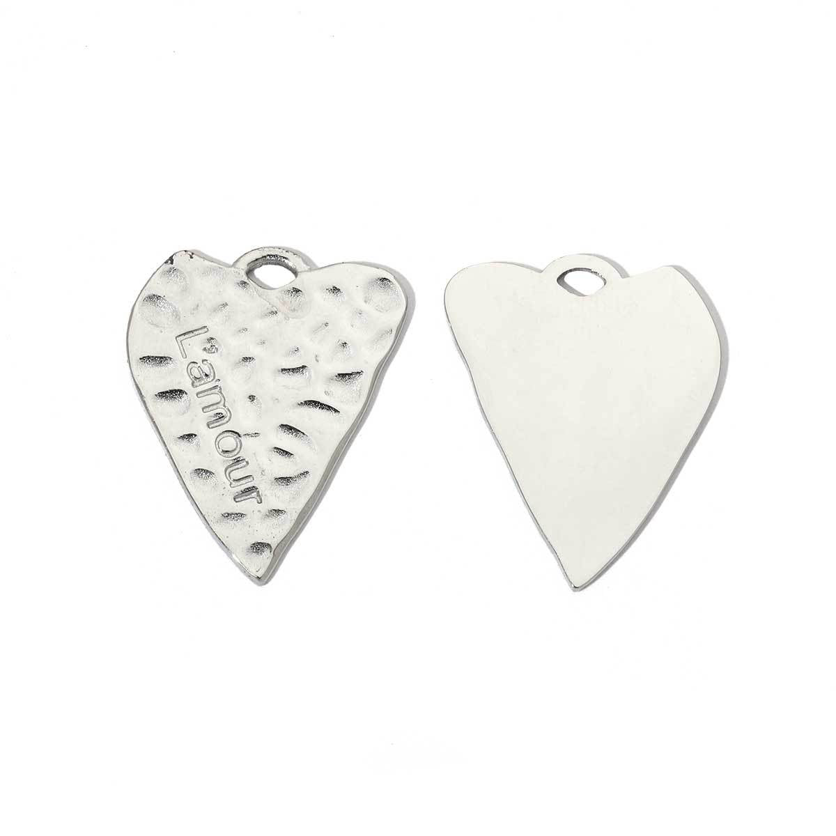 Peach Heart Wings Lock Stainless Steel Retro Titanium Pendants