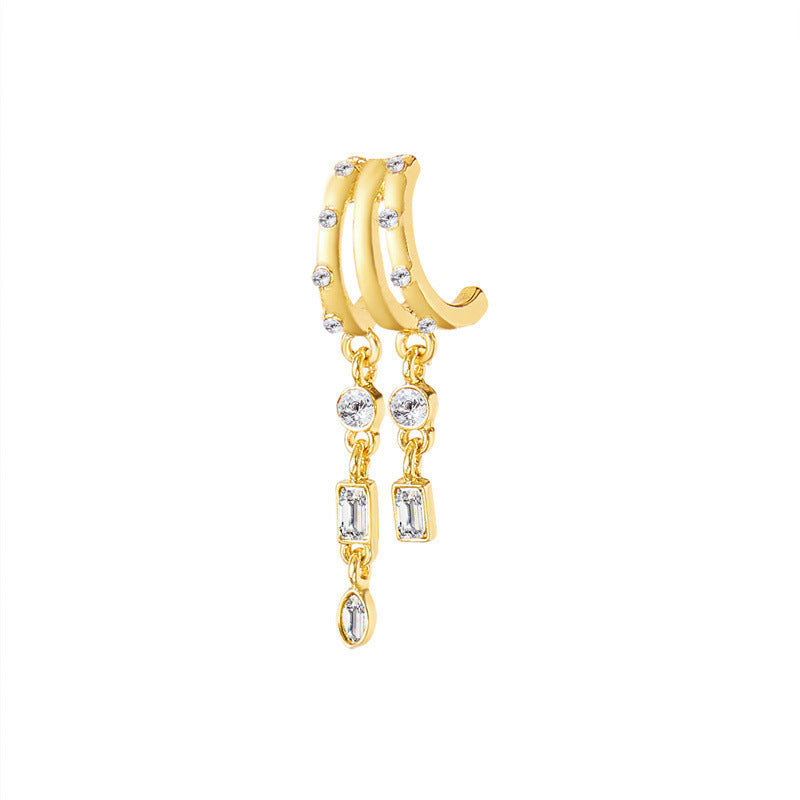 Irregular Tassel Niche Personality Design Diamond Light Earrings