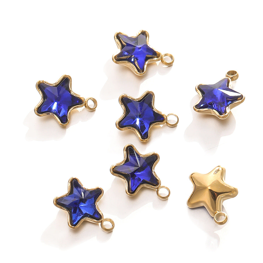 Color Five-pointed Star Retaining Diamond Handmade Pendants