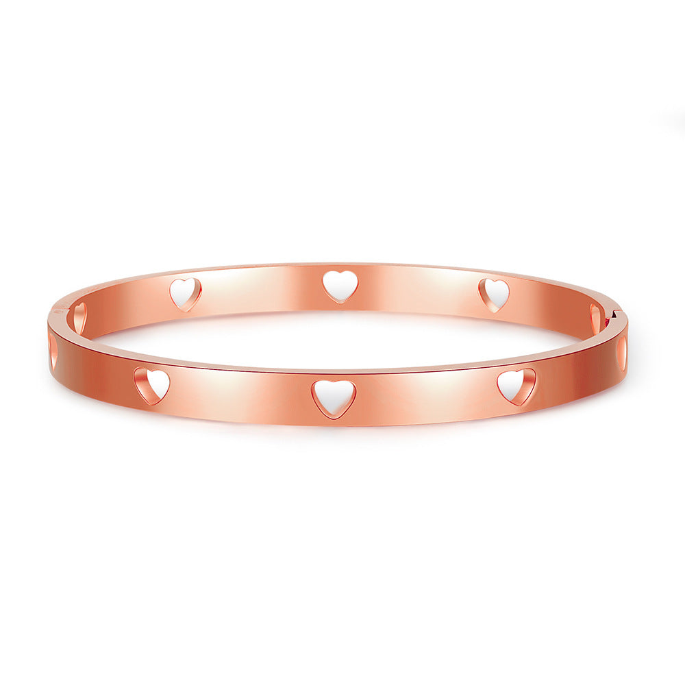 Men's Fashion Simple Titanium Steel Gold Plated Shaped Open Bracelets