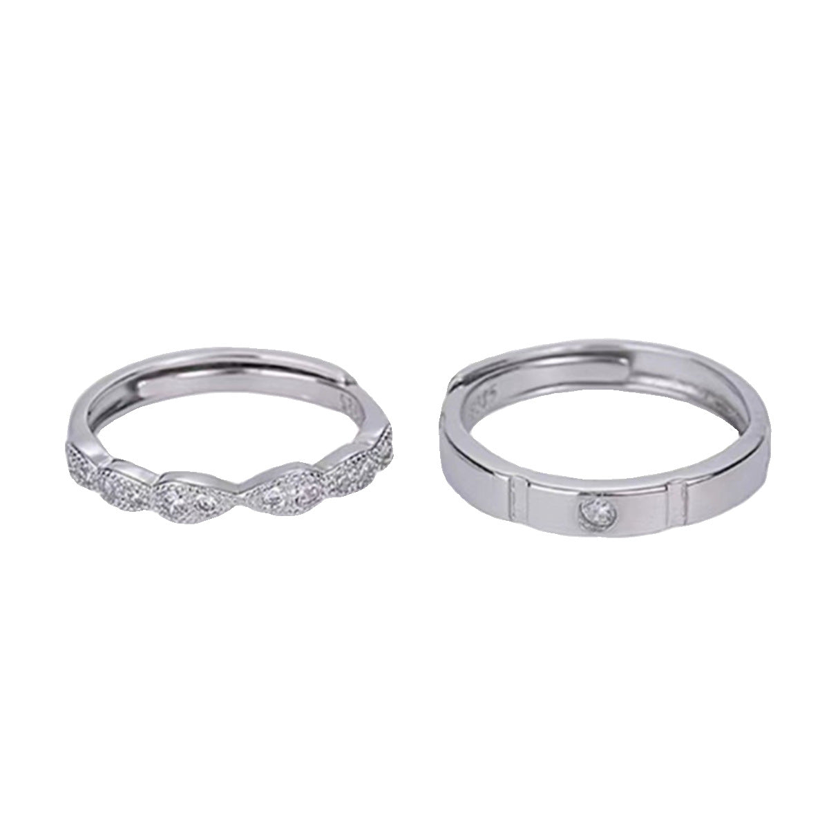 Women's & Men's Sugar Cube Couple Pair Of Light Luxury Rings