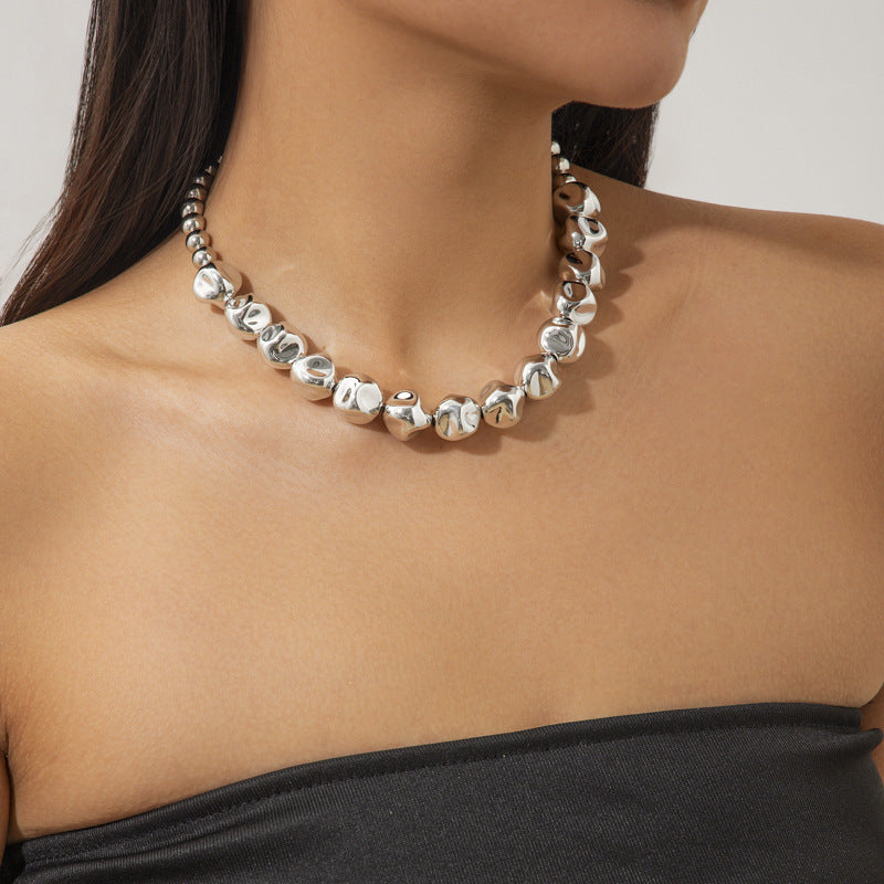 Exaggerated Irregular Beaded Personality Geometry Glossy Necklaces