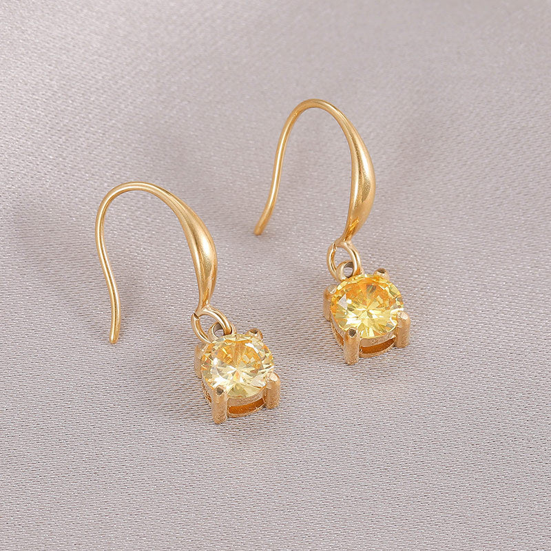 Titanium Steel Rhinestone Female Senior Niche Earrings