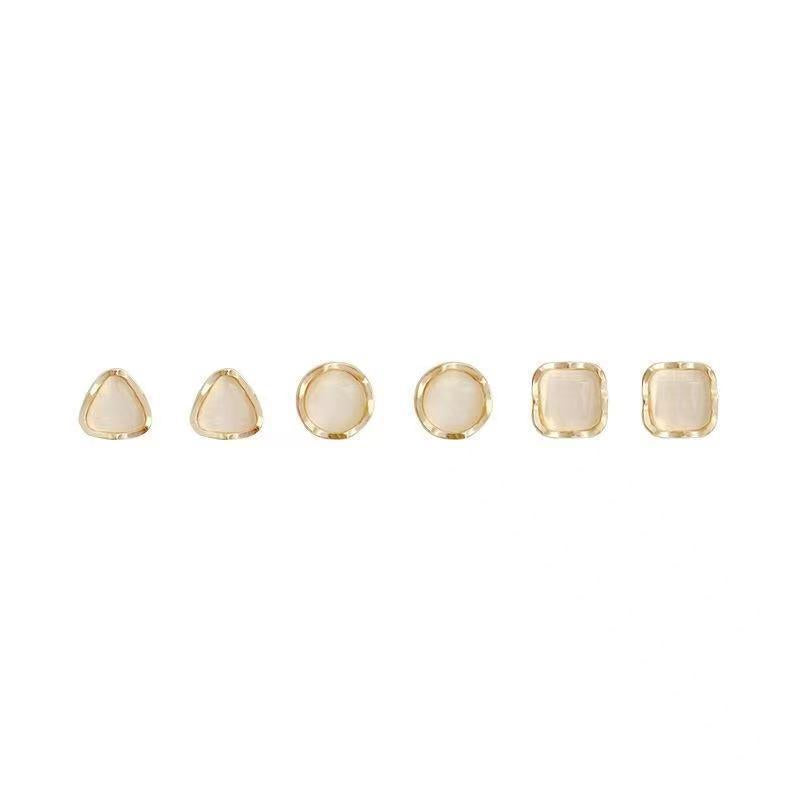 Women's Three Pairs Storage Ear Daily Opal Simple Geometric Earrings